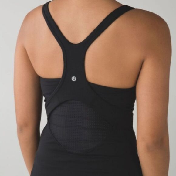 Lululemon Women's Tank Top Size 4 Black Crossback Fitted Scoop Neckline - Picture 3 of 7